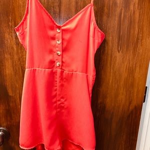 Red Spaghetti Strap Romper